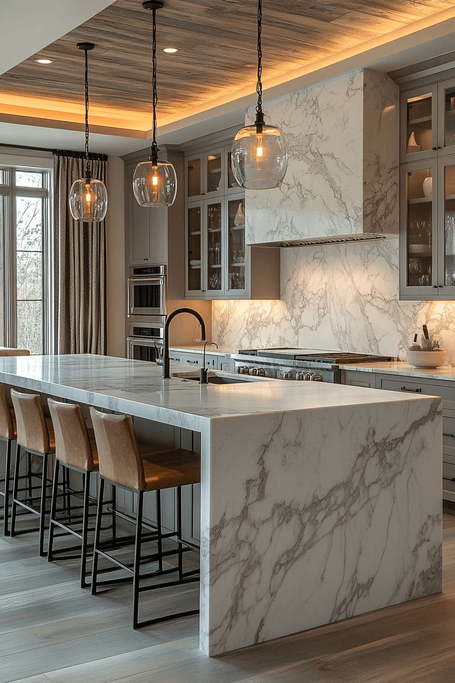 white marble kitchen