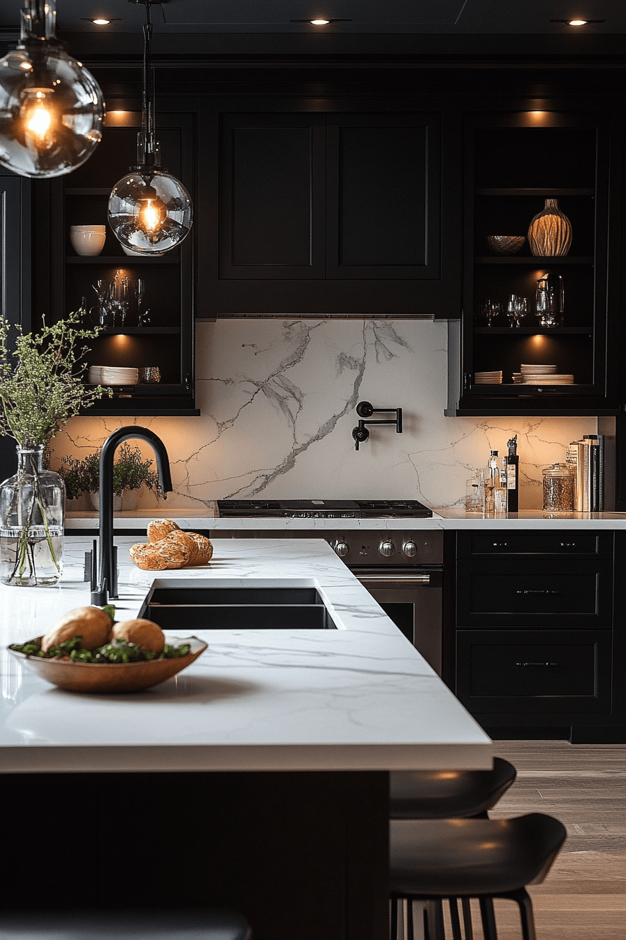 black and white kitchen cabinets