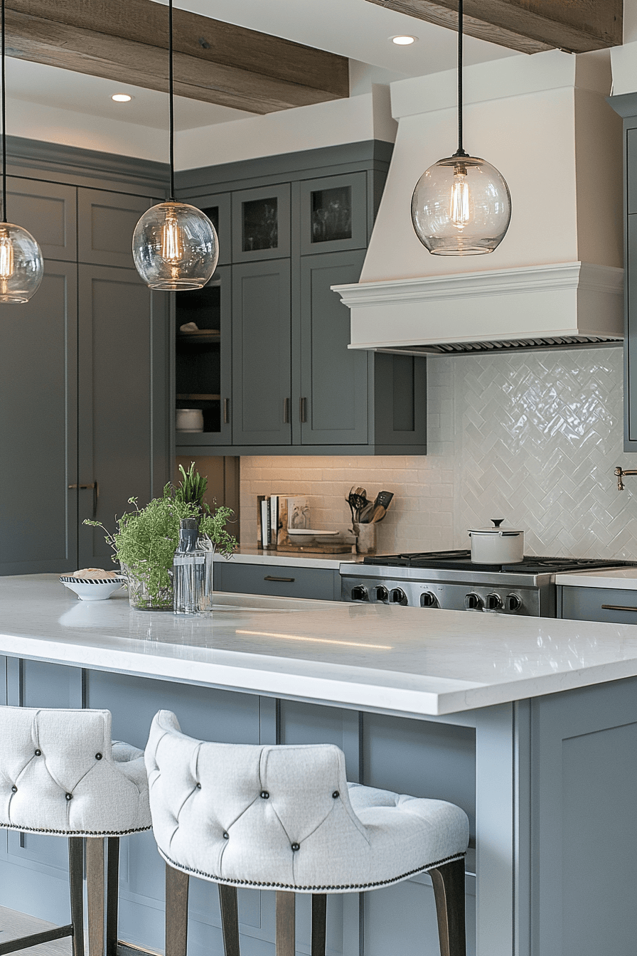 gray and white kitchen