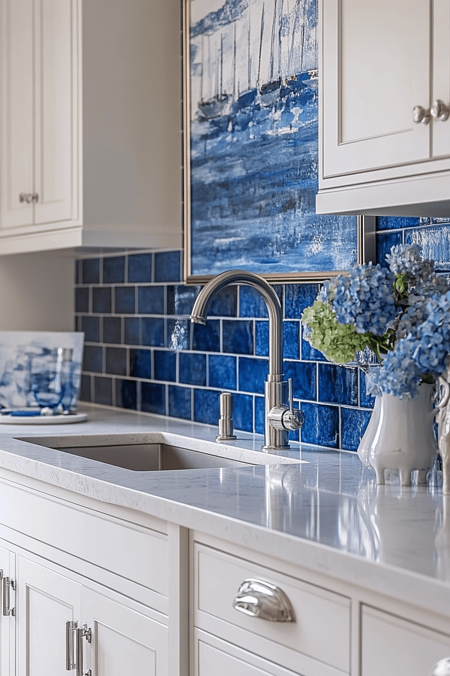 blue and white kitchen