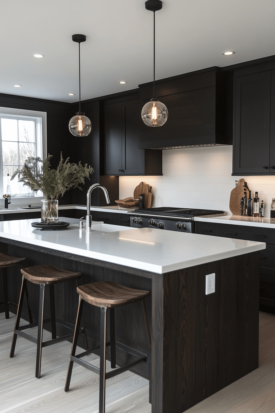 black and white kitchen cabinets