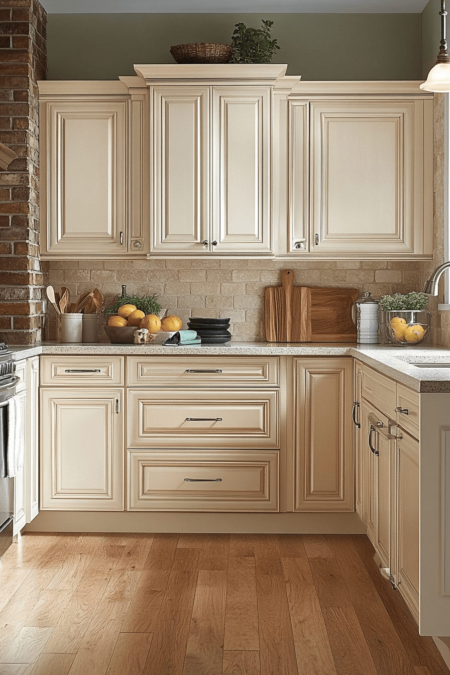 cream kitchen cabinets