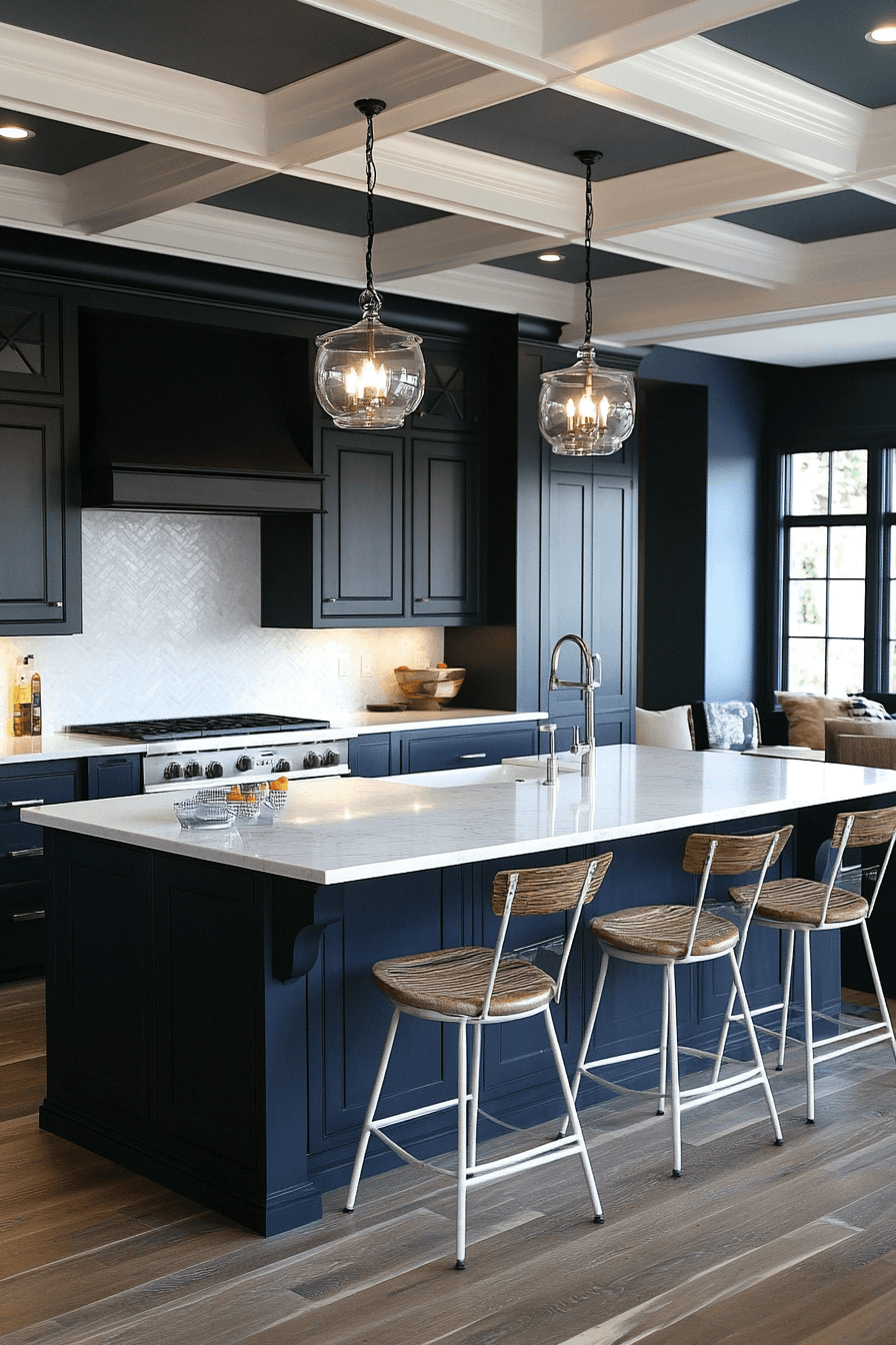 blue and white kitchen