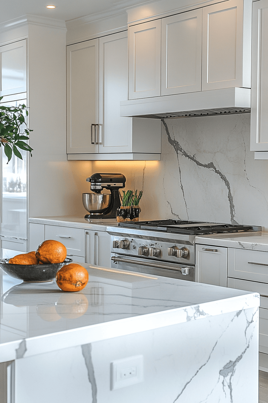white marble kitchen