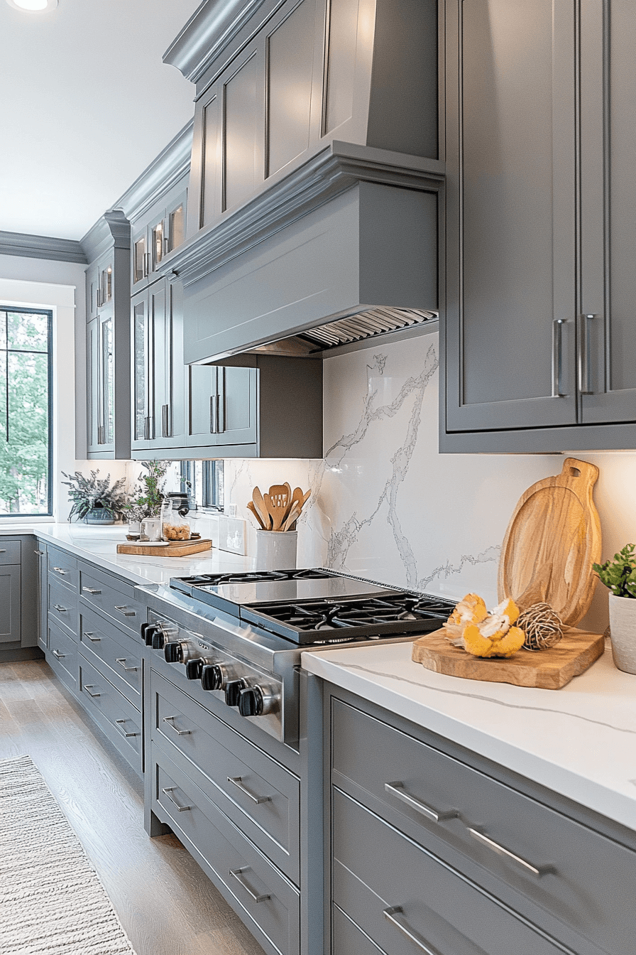 grey and white kitchen