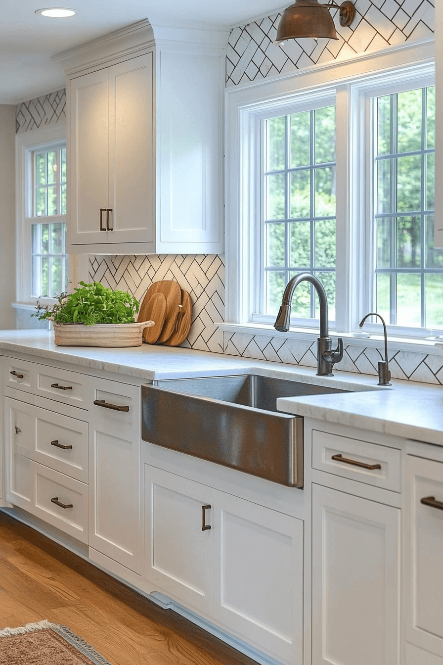 kitchen backsplash with white cabinets