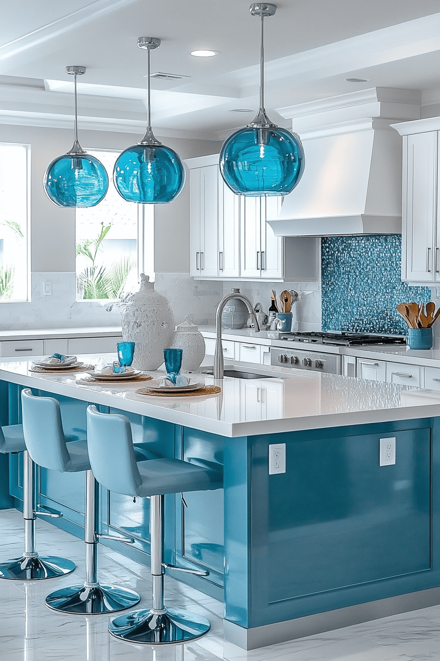 blue and white kitchen