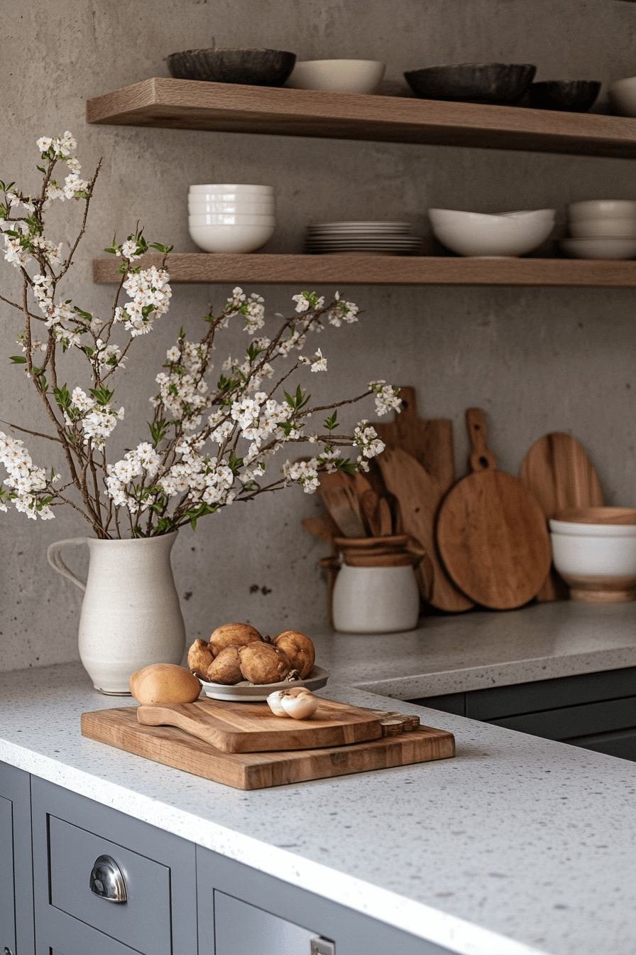 gray and white kitchen
