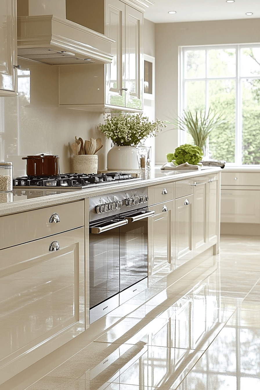 cream kitchen cabinets
