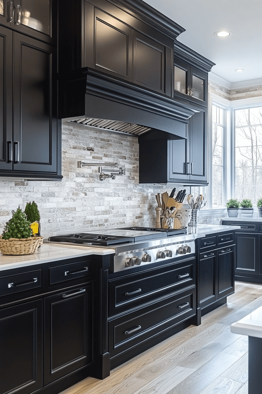 black and white kitchen cabinets