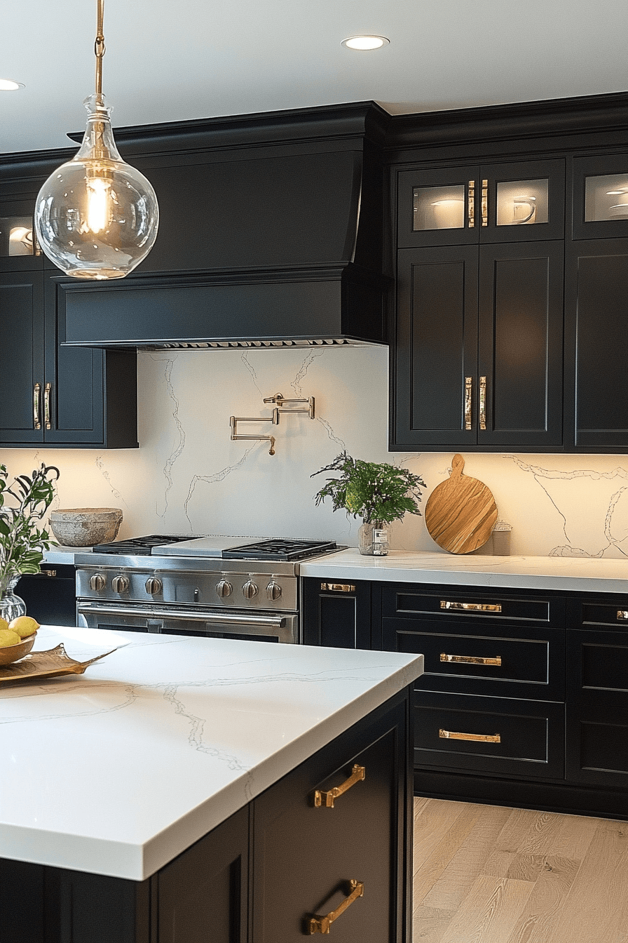 black and white kitchen cabinets