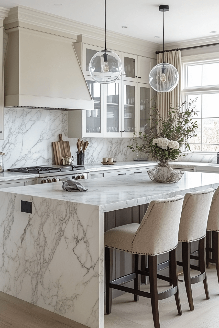 white marble kitchen