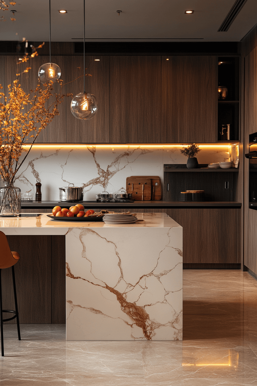 white marble kitchen