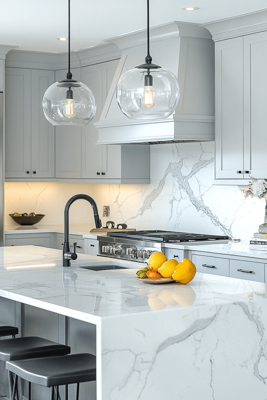 grey and white kitchen