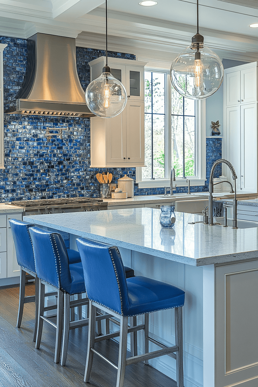 blue and white kitchen