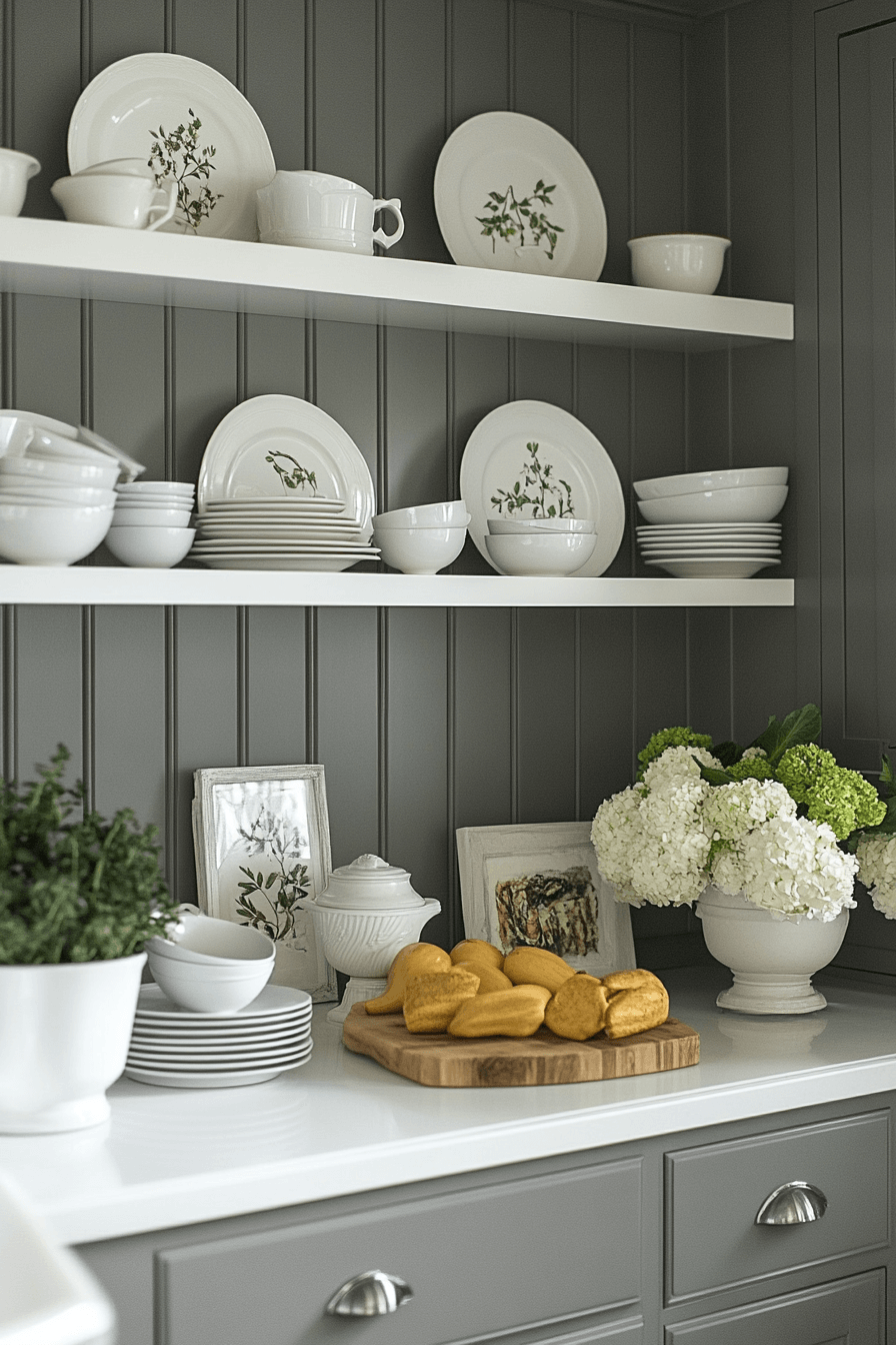 gray and white kitchen