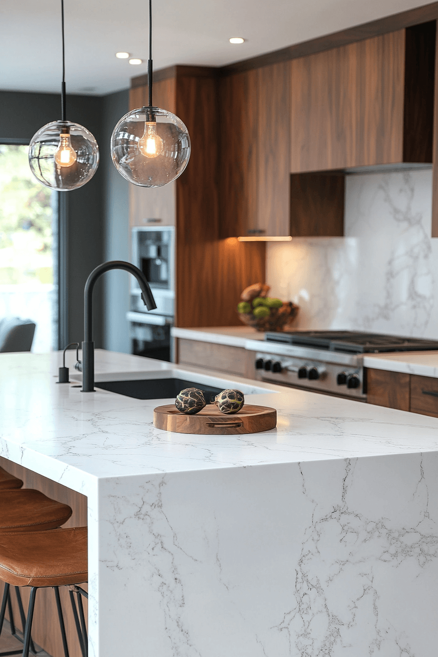 white marble kitchen