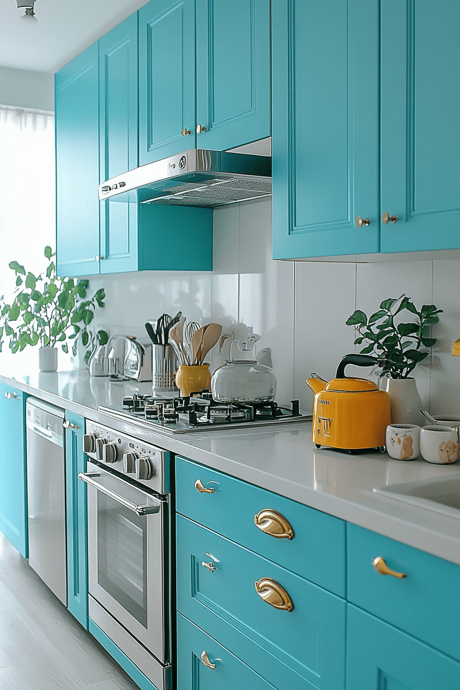 blue and white kitchen