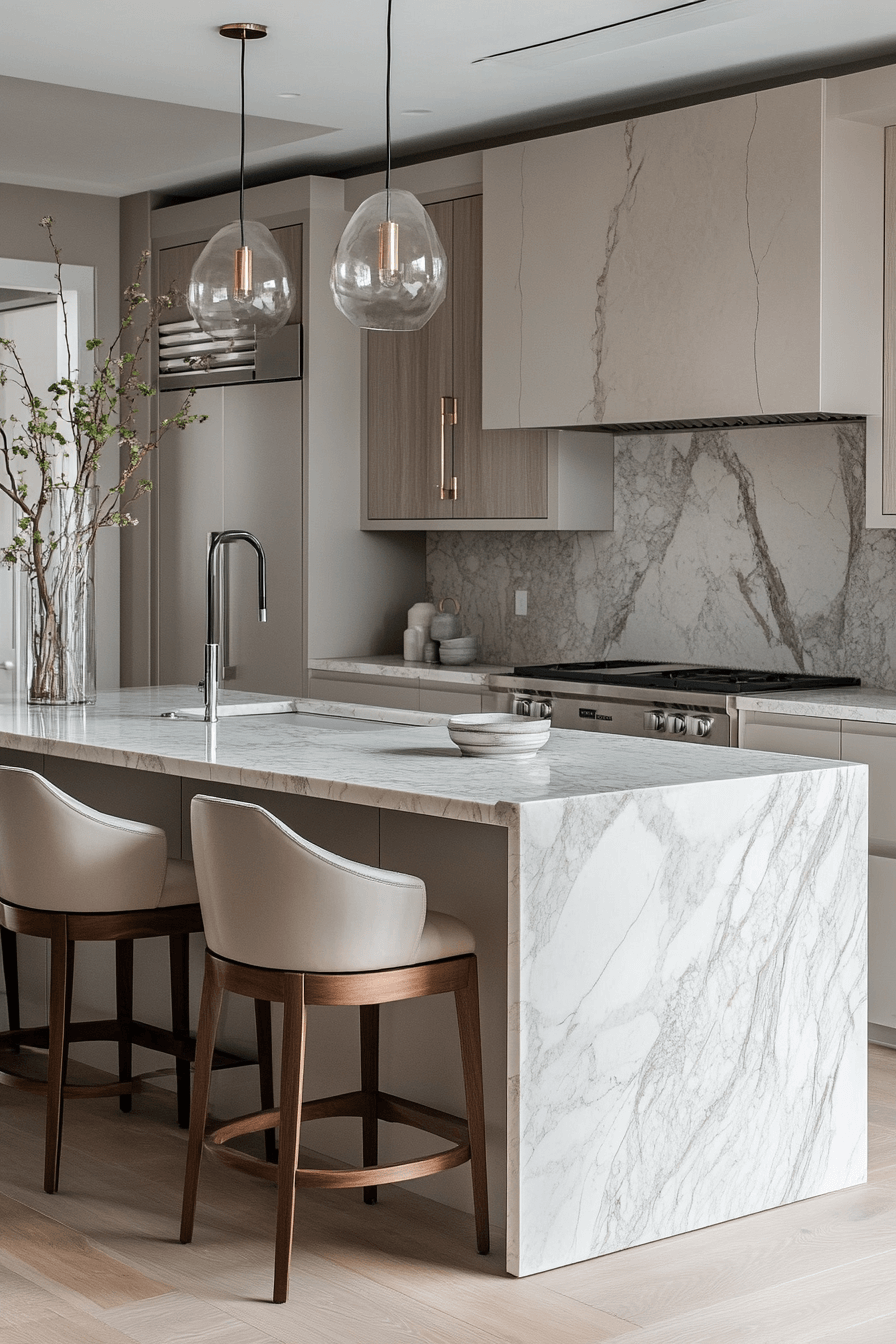 white marble kitchen