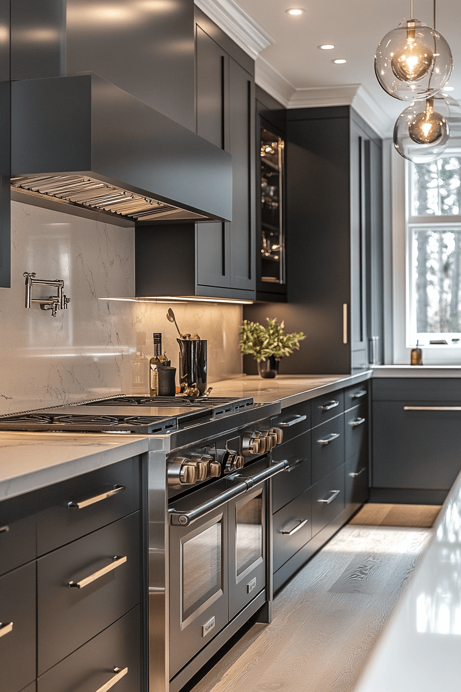 gray and white kitchen
