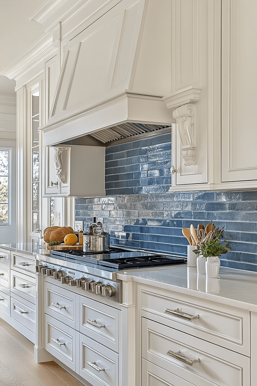 blue and white kitchen