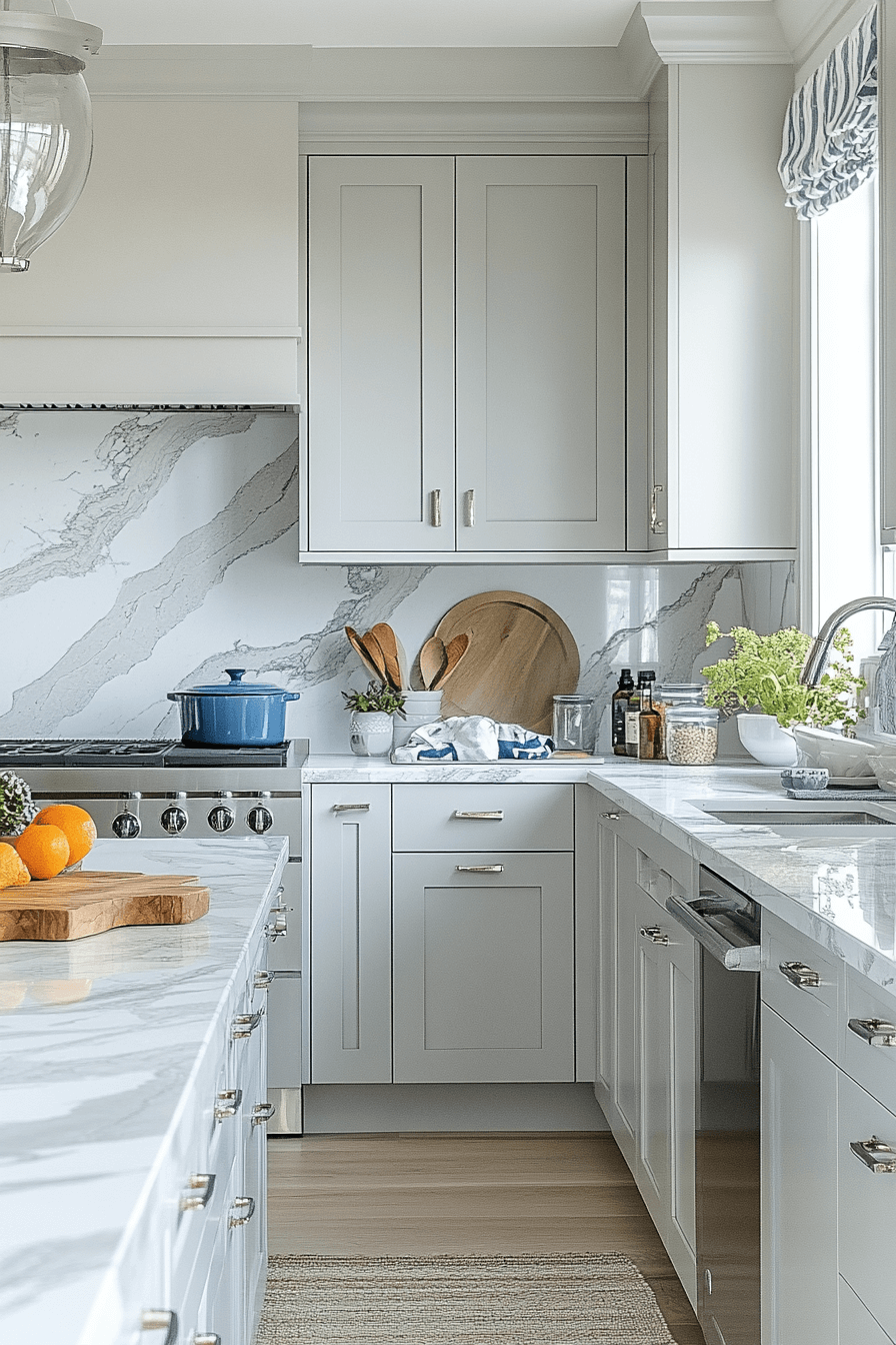 white marble kitchen