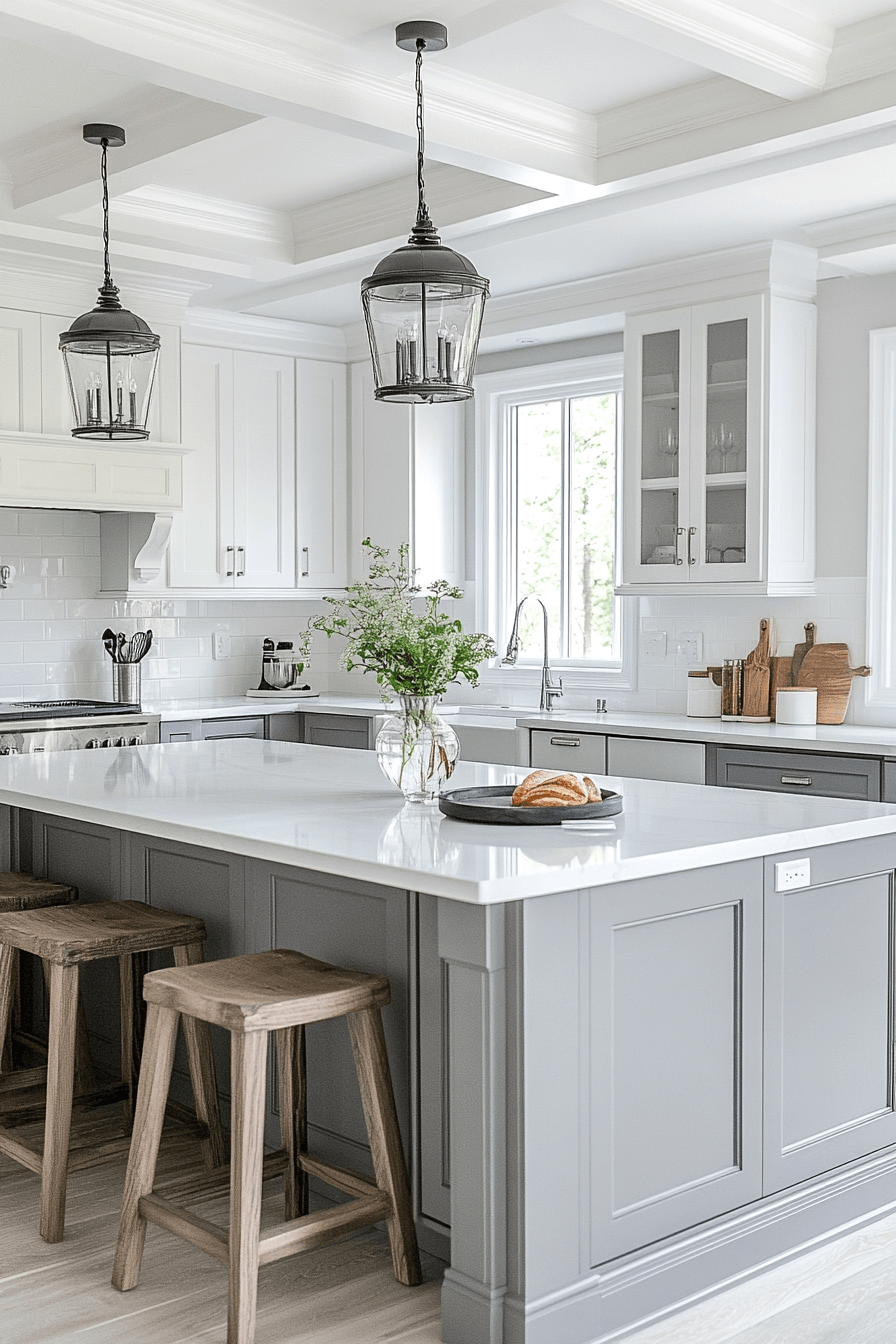 grey and white kitchen
