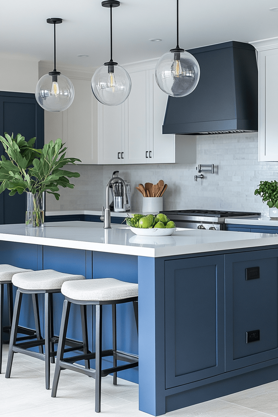 blue and white kitchen