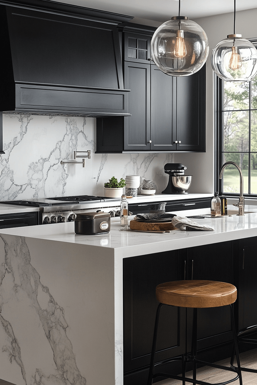 black and white kitchen cabinets