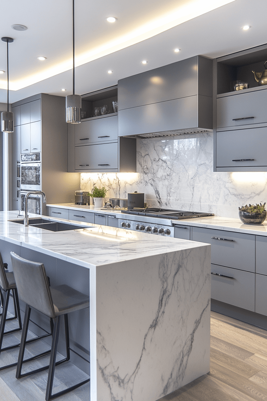 grey and white kitchen