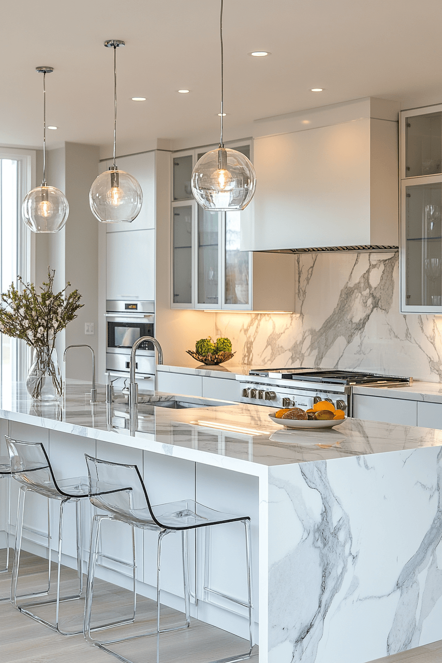 white marble kitchen