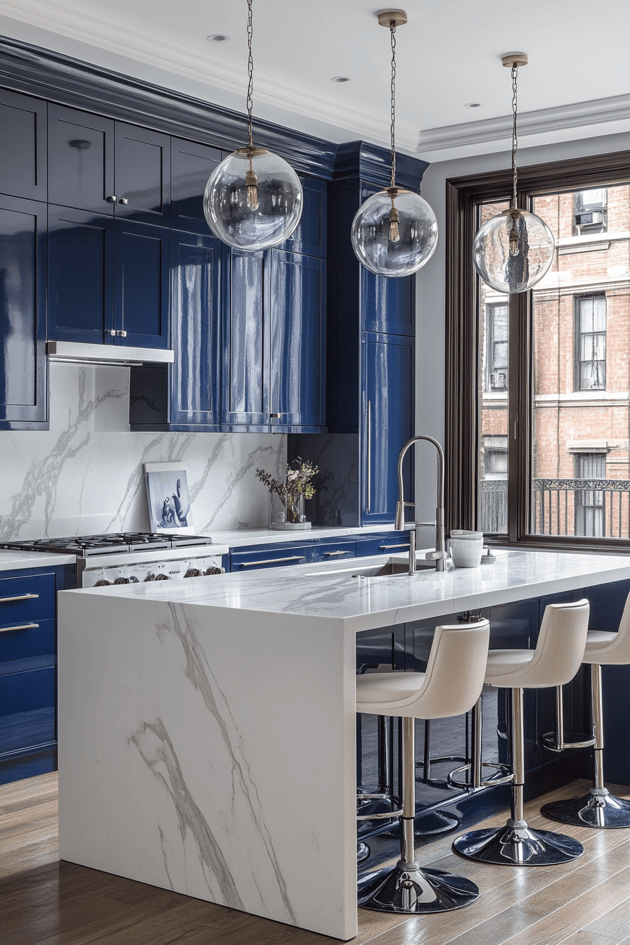 blue and white kitchen