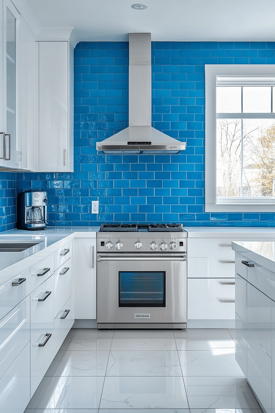 blue and white kitchen