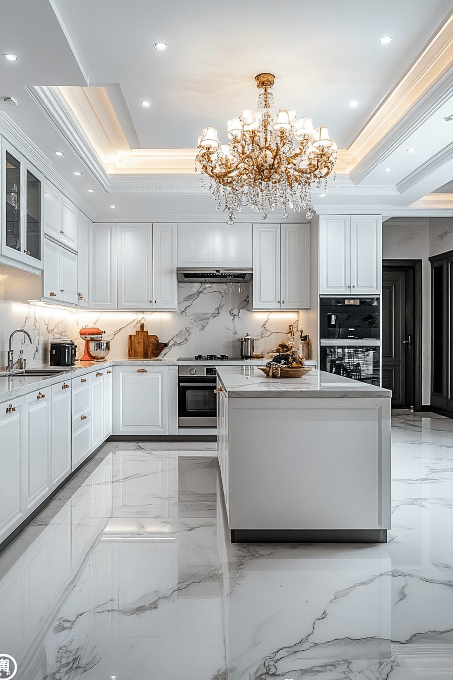 white marble kitchen