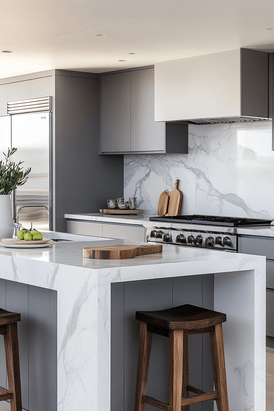 grey and white kitchen