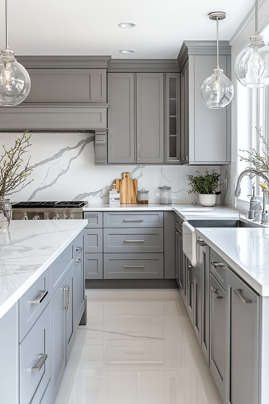 grey and white kitchen