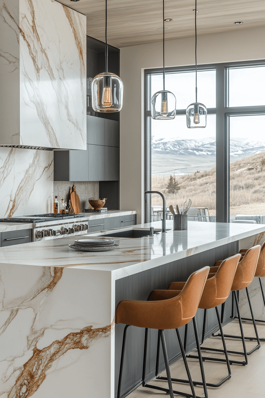 white marble kitchen