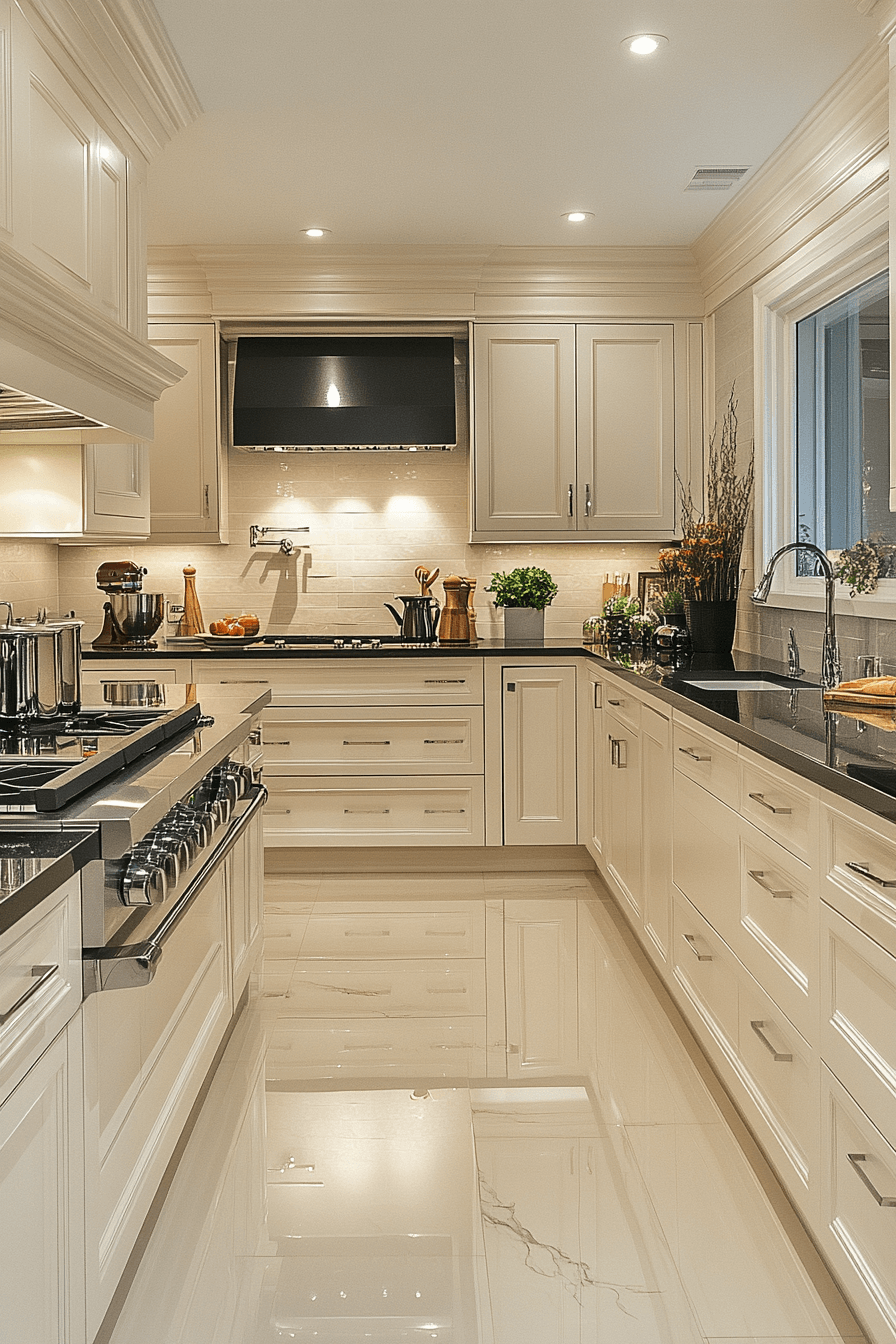 cream kitchen cabinets
