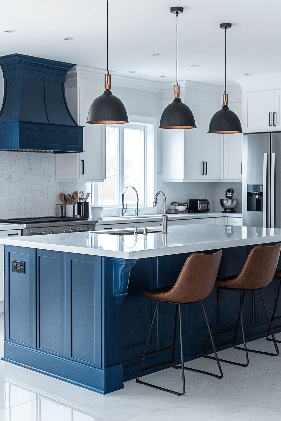 blue and white kitchen