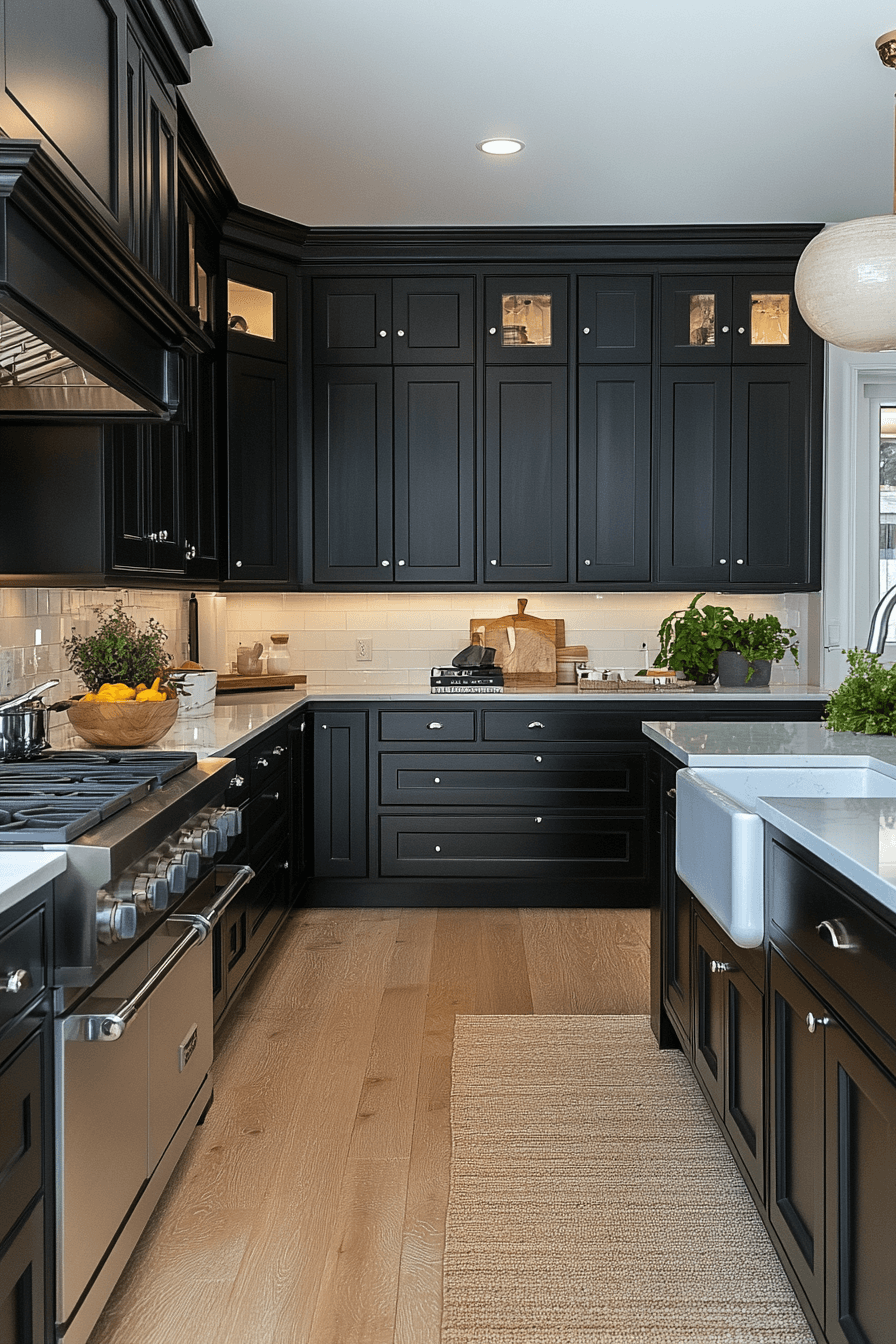 black and white kitchen cabinets