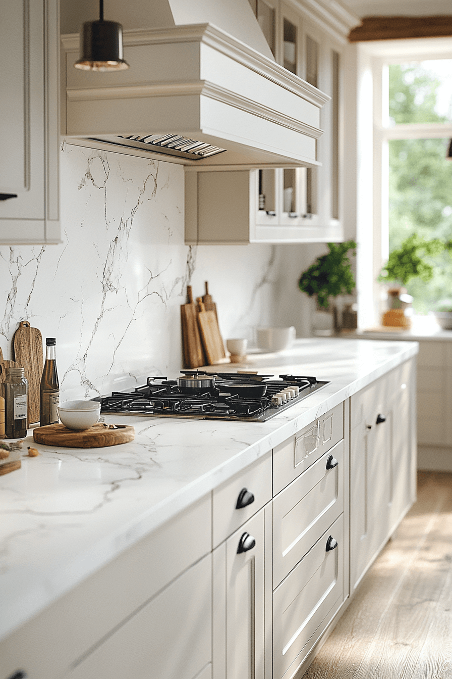 white marble kitchen