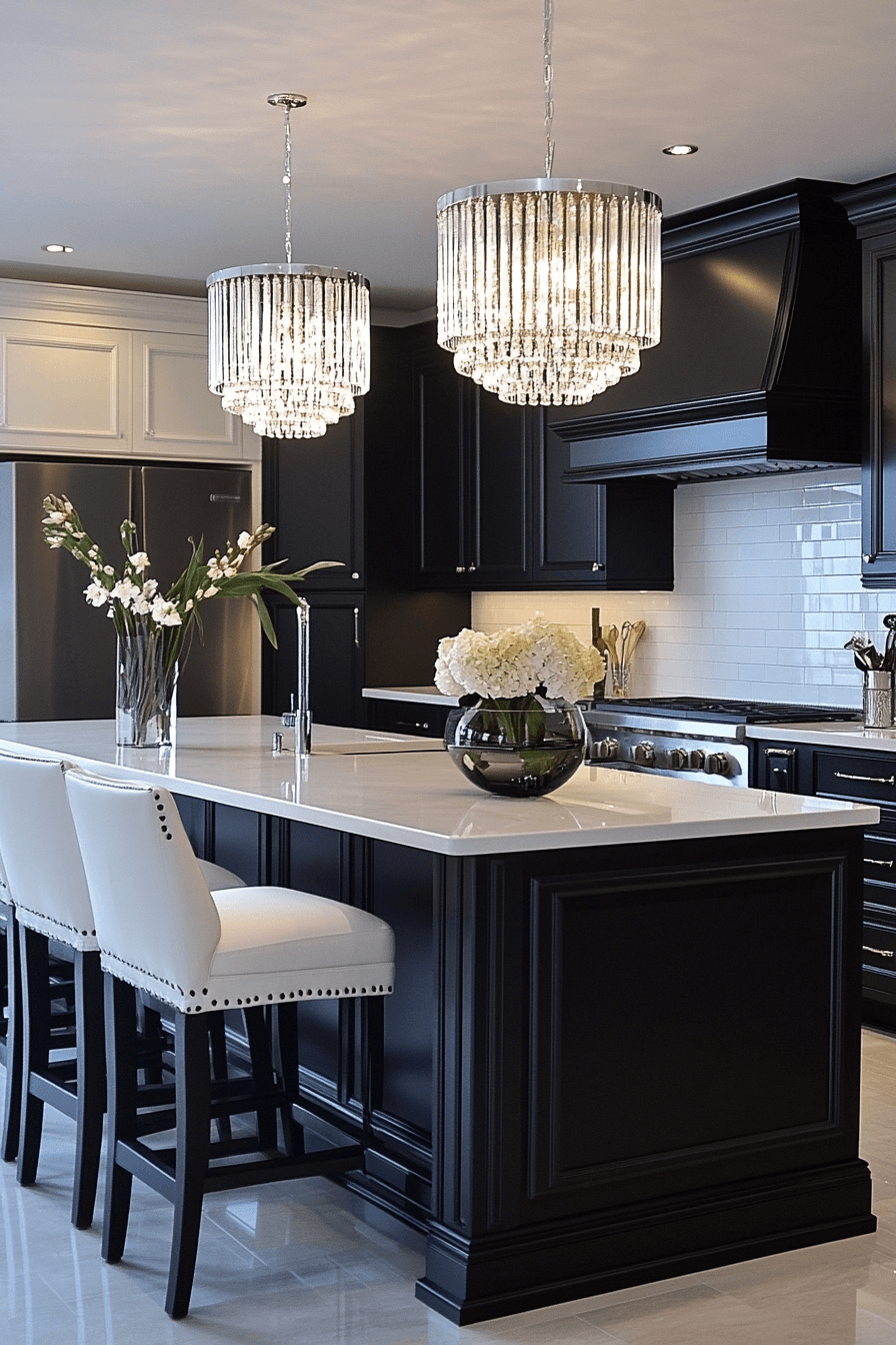 black and white kitchen cabinets