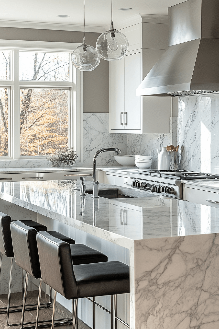 white marble kitchen