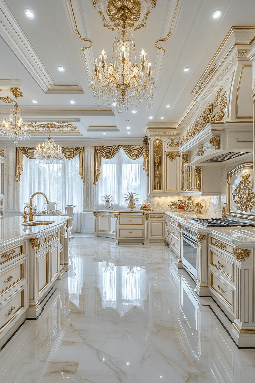 white marble kitchen