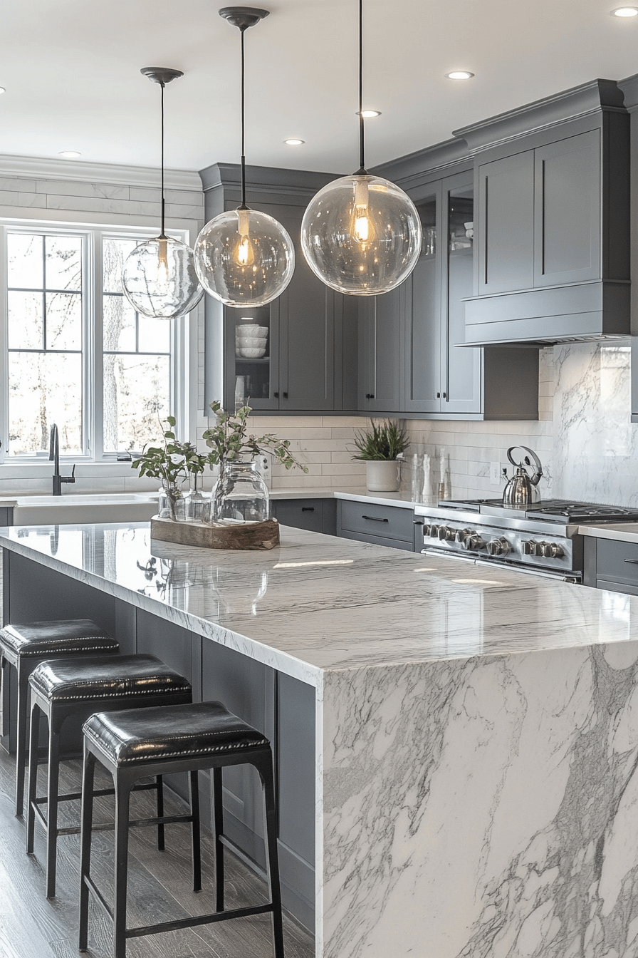 grey and white kitchen
