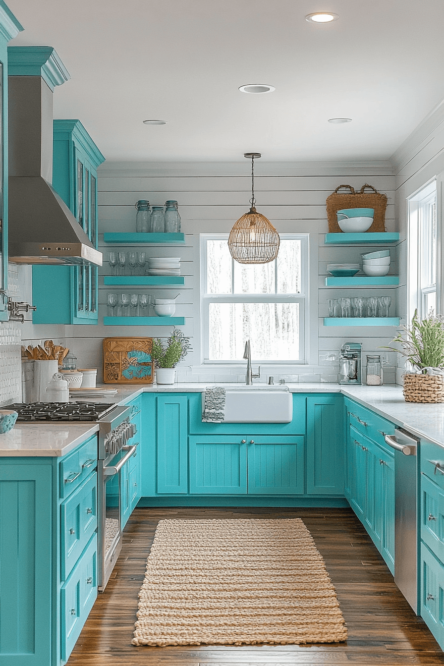blue and white kitchen