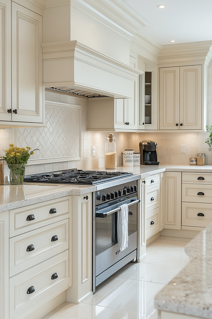 cream kitchen cabinets