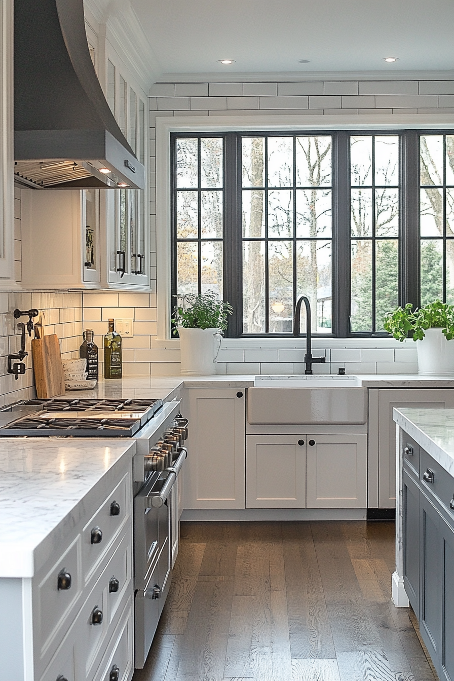 grey and white kitchen
