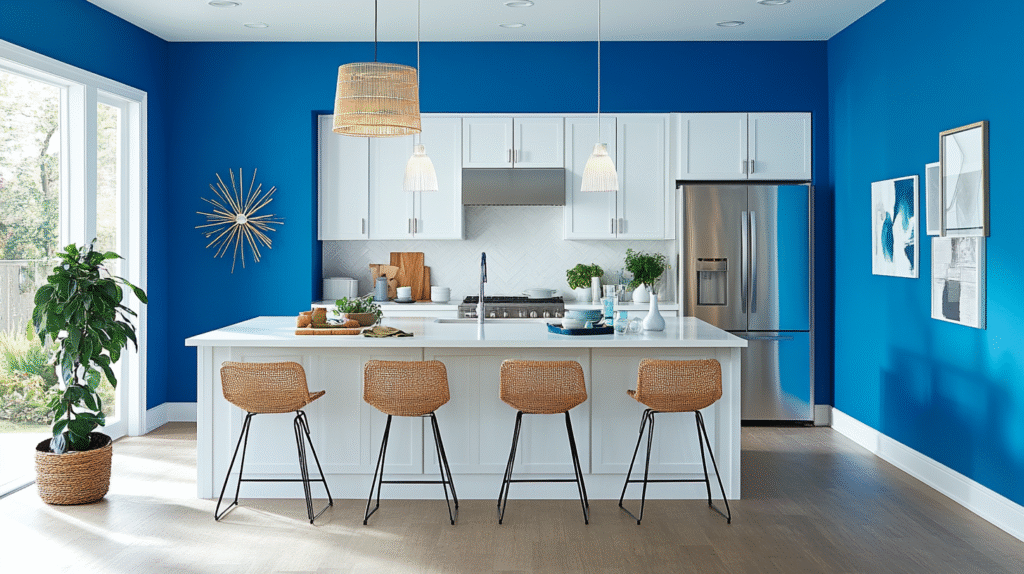 blue and white kitchen