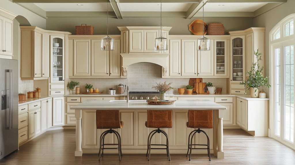 cream kitchen cabinets